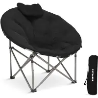 TRVLMORE Campingstoel XL - Opvouwbaar - 150KG Draagvermogen - Incl. Draagtas - Klapstoel - Kampeerstoel - Vouwstoel - Zwart