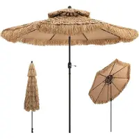 KOMFOTTEU Hawaiiaanse strandparasol - 270 cm - stroparasol van PE - kantelbaar - parasol - voor tuin, balkon