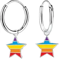 K3 - zilveren oorbellen - ster - regenboog - 8 cm