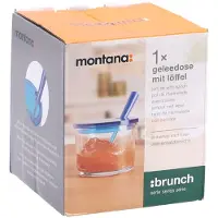 Montana jampot 10 cm + lepel blauw/glas