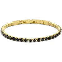 Frank 1967 7FB-0859 – Heren Armband – Tennis Armband – Zwarte Zirkonia – Goudkleurig Staal – 3 mm – 21 cm – Cadeau voor Mannen