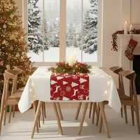 Home Living Cozy Home & Living - Kerst Bieżnik - Rood - 40 x 140 cm - Zmywalny