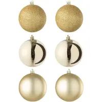 J-Line kerstbal - kunststof - goud - doos van 6