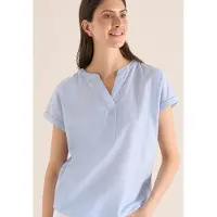 Cecil Dames Blouse met korte mouwen in chambraykwaliteit - Blauw - L