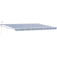 vidaXL Elektrisch Uitschuifbare Zonneluifel Blauw en Wit 4,5 × 3 m