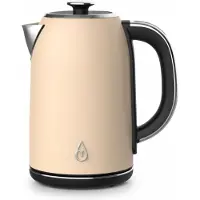 Motivai Waterkoker met Warmhoudfunctie & Temperatuurregeling – 1.7L – 2200W – BPA-vrij & PHAS-vrij RVS – Retro – Matte Beige