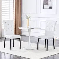 STILVORA Eetkamerstoel Set Van 2 - Retro Krokodillenlook Met Kristalknopen - Voor Eetkamer En Keuken - Metaal PVC - Zwart Wit