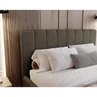 Laura Gestoffeerd Tweepersoonsbed 200x200 cm – Luxe Modern Vellutto Velours Bed met Opbergruimte, Slank Slim-Frame en Metalen Gasveren – Bruin –