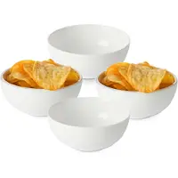 Excellent houseware Soep Kommetjes - 8x - Serveer schaaltjes - Bologna - keramiek - D15 x H6 cm - wit - Stapelbaar
