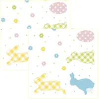 Duni Paas thema servetten Bunnies and Eggs - 40x - pasen print - 24 x 24 cm - feestservetten - Paasontbijt tafeldecoratie servetjes