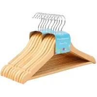 Hoppa! - Kinderkledinghangers - 10 stuks - 35 x 20 cm - Hout - Natuurlijk