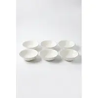 Vtwonen - Kommen - Ontbijtkom - Wit/Blauw Lijn - Set van 6 - Porselein