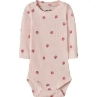 Name it Romper l/s - Rib - NbfFoapple - Wieg Roze - - 56 - Rompers Lange Mouw