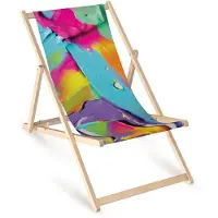 AllBags Houten Leunstoel Kleurrijk Abstract - Tuin & Strand - Beukenhout