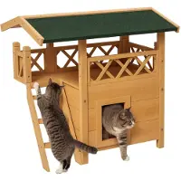 PawHut Katzenhaus mit Treppe und Dach D30-076V02