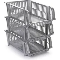 PlasticForte Opbergmand stapelbaar - 4x - 20 liter - zilvergrijs - kunststof