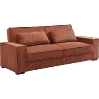Vente-unique Driezitsslaapbank van terracottakleurig ribfluweel FINORO