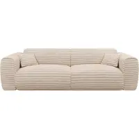 Vente-unique Vierzitsslaapbank express in beige, dik ribfluweel - Slaapoppervlak 160 cm - POGNIA