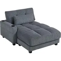 HOMCOM Slaapbank Polyester, meerlaagse plaat 147L x 114B x 86H cm Donkergrijs