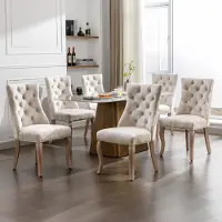 MODFU Eetkamerstoelen, 6 stuks, keukenstoelen, woonkamerstoelen met voetsteun, beklede fluweelstoelen (6 stuks), beige