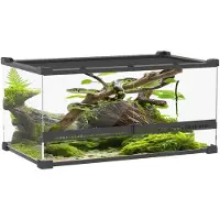 PawHut Reptielenbak Gehard glas, staal 50L x 30B x 25H cm Zwart