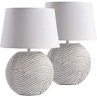 Ed Brubaker 2 stuks tafellampen of nachtlampen, wit, met keramische voet in een tweekleurige, matte afwerking - 38 cm hoog