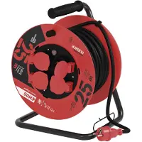 Emos Kabelhaspel H05 IP44 3x2,5qmm - 25 meter - 4 stopcontacten - Olie & Weersbestendig - Slijtvast - Rubber