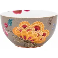 Pip studio Kom Home Bowl Blooming Tales Fantasy Khaki 18 cm (Set van 2)