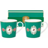 Pip studio Mok Home Mugs Small Love Birds Medallion Emerald (Set van 2)
