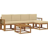 vidaXL Buiten bank set 6 st Natuurlijk en Beige