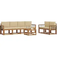 vidaXL Buiten bank set 7 st Natuurlijk en Beige