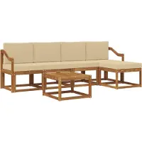 vidaXL Buiten bank set 6 st Natuurlijk en Beige