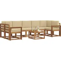 vidaXL Buiten bank set 8 st Natuurlijk en Beige