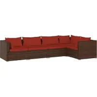 vidaXL 9-delige Loungeset met kussens poly rattan bruin