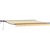 vidaXL Handbediende luifel met LED's Geel, Wit, Anthraciet 5 x 3 m