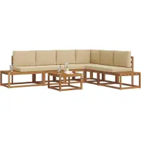 vidaXL Buiten bank set met kussen 7 Stuk Natuurlijk en Beige