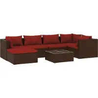 vidaXL 9-delige Loungeset met kussens poly rattan bruin