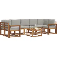 vidaXL Buiten bank set 8 st Natuurlijk en Licht Grijs
