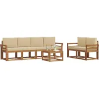 vidaXL Buiten bank set 7 st Natuurlijk en Beige