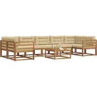vidaXL Buiten bank set met kussen 8 pcs Natuurlijk en Beige