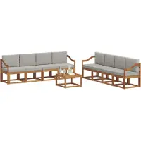 vidaXL Buiten bank set 9 st Natuurlijk en Licht Grijs