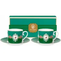 Pip studio Koffiekop Home Cups & Saucers Love Birds Medallion Emerald-Green (Set van 2)