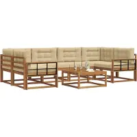 vidaXL Buiten bank set met kussen 7 pcs Natuurlijk en Beige