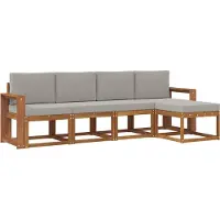 vidaXL Buiten bank set 5 st Natuurlijk en Licht Grijs