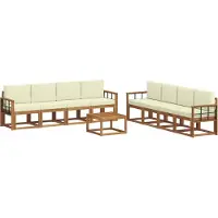 vidaXL Buiten bank set met kussen 9 pcs Natuurlijk en Crème