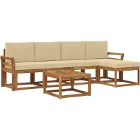 vidaXL Buiten bank set 6 st Natuurlijk en Beige