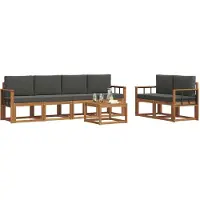 vidaXL Buiten bank set met kussen 7 pcs Natuurlijk en Antraciet