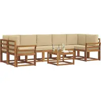 vidaXL Buiten bank set 8 st Natuurlijk en Beige
