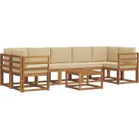 vidaXL Buiten bank set 8 st Natuurlijk en Beige
