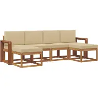 vidaXL Buiten bank set 6 st Natuurlijk en Beige